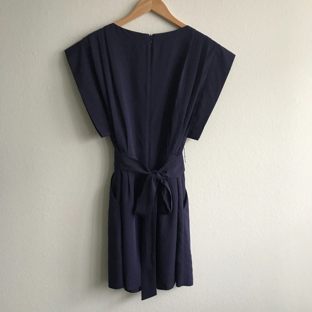 Eliza J Purple Belted Dress Boxy Cap Drape Sleeves Size 6 - Picture 9 of 9